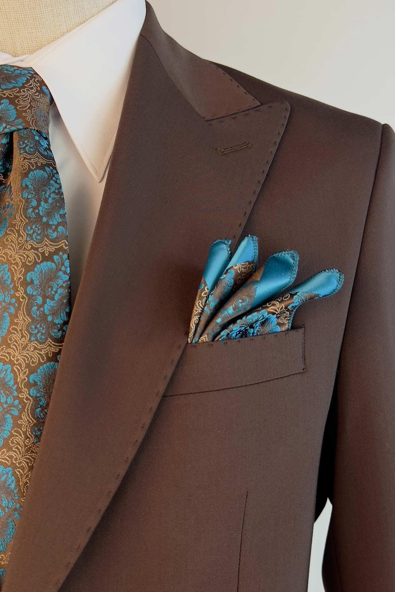 3122 Sivri Yaka Pileli Pant.Takım Elbise Kahve