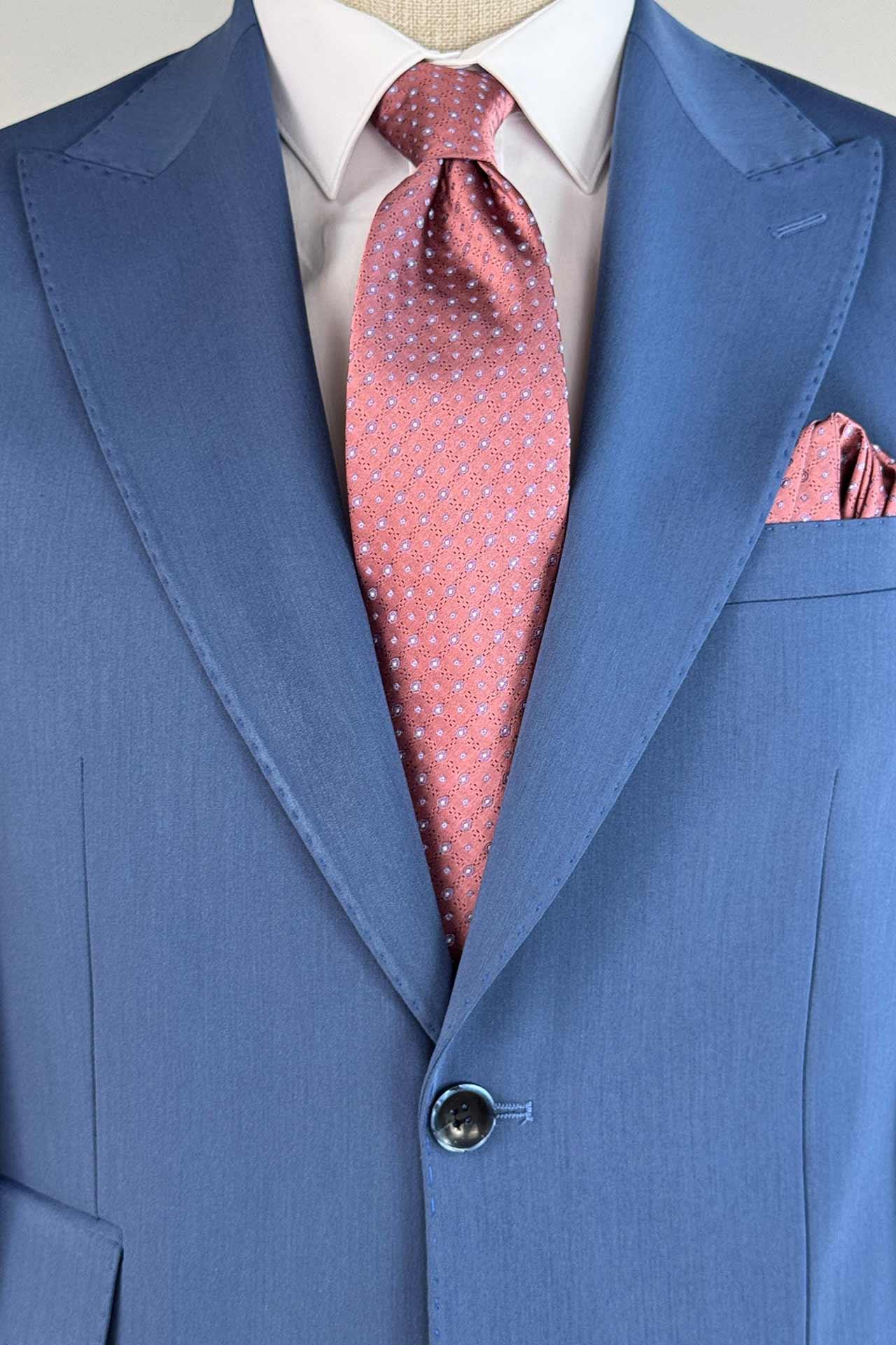 3122 Sivri Yaka Pileli Pant.Takım Elbise Mavi