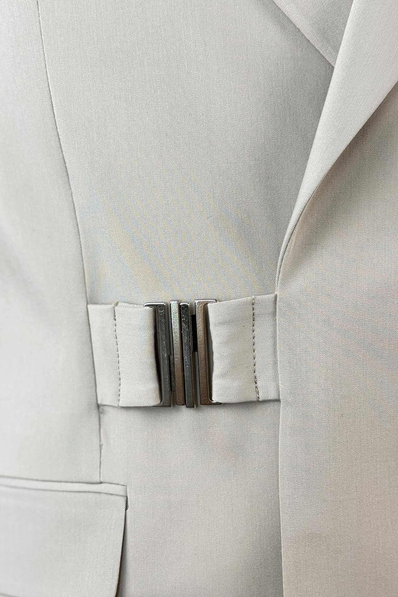 3129 Kruvaze Tokalı Takım Elbise Bej