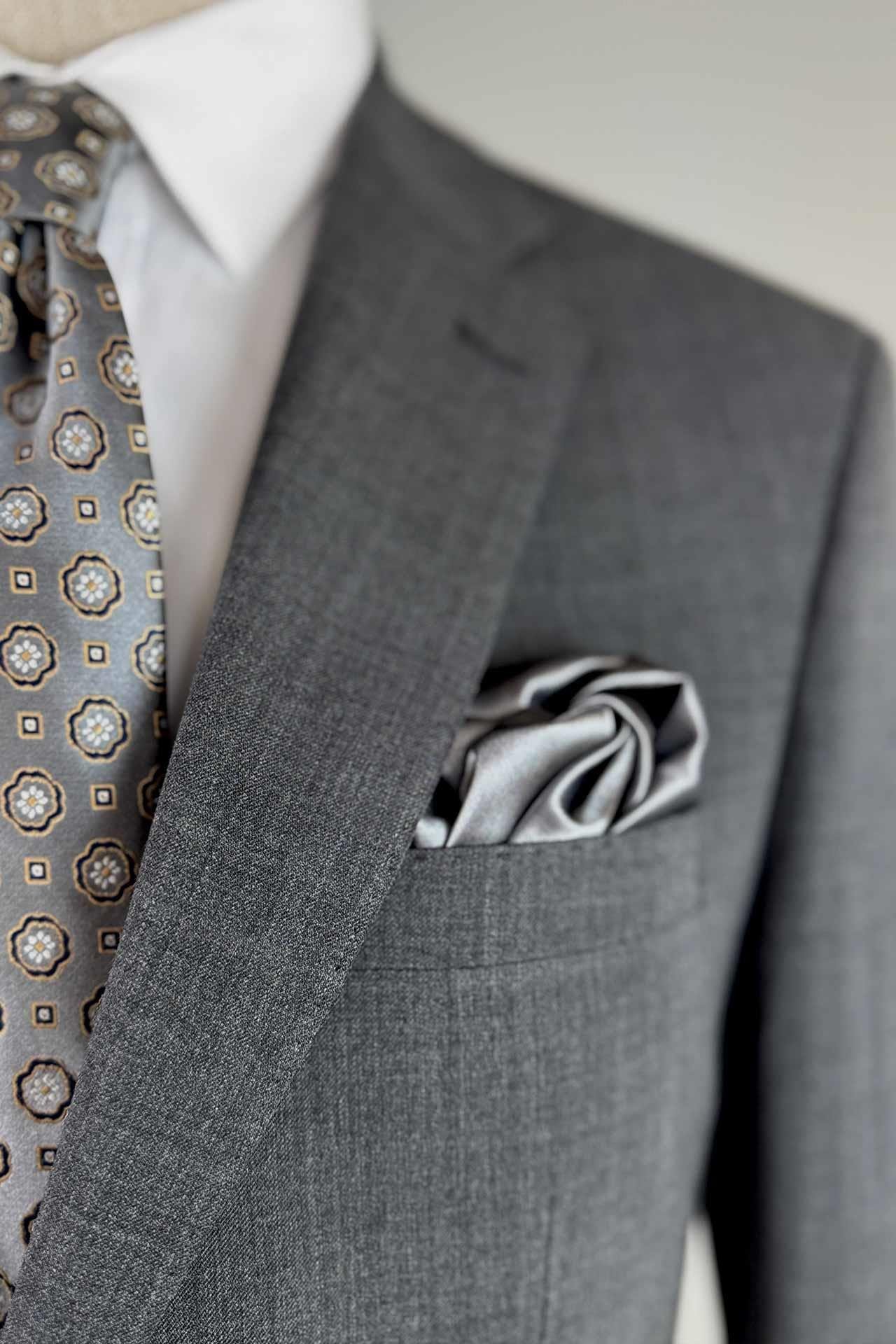 3135 Mono Yaka Kapak Cep Takım Elbise Gri