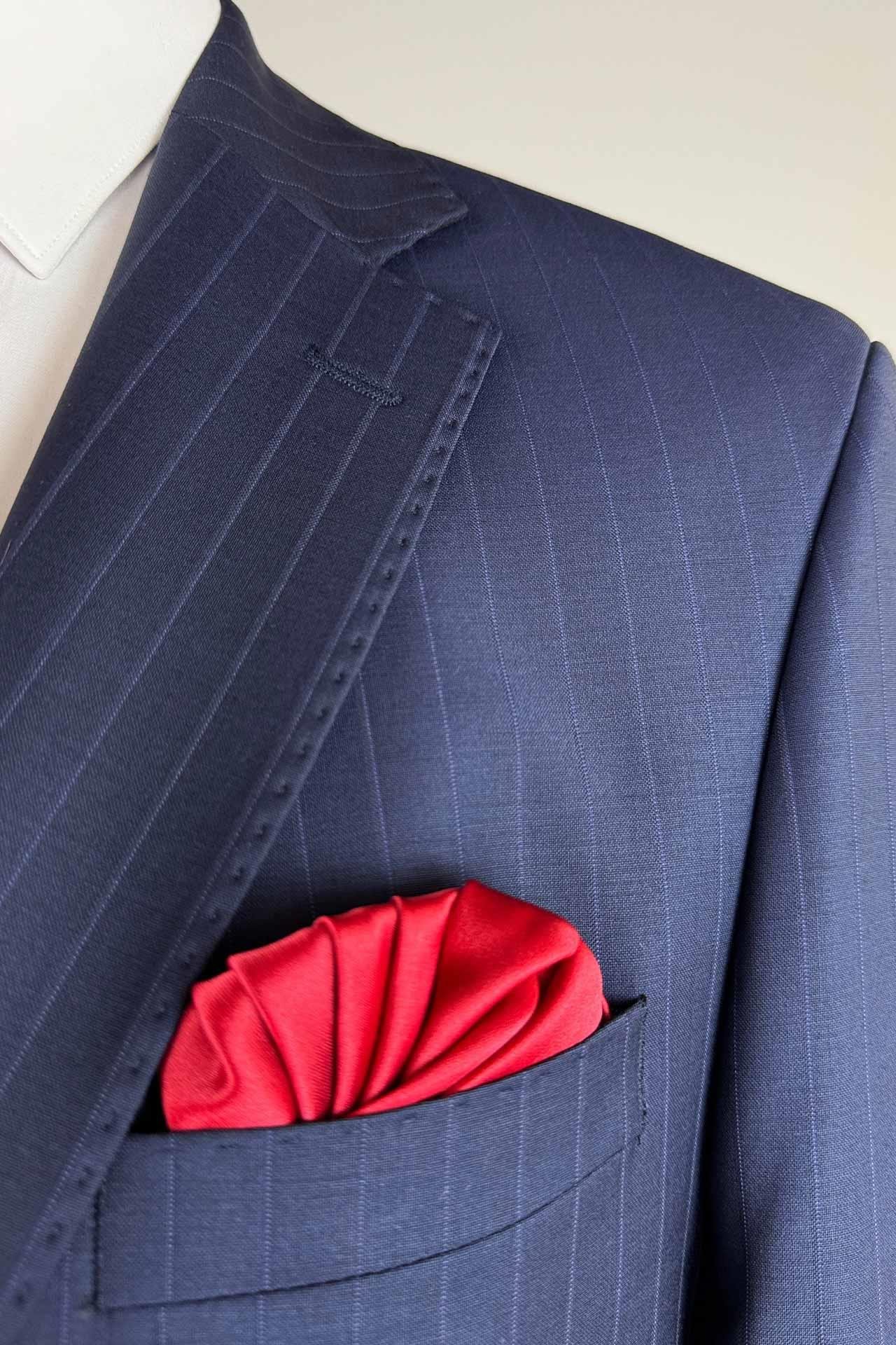 3140 Mono Yaka Çizgili Kapak Cep Takım Elbise A.Lacivert