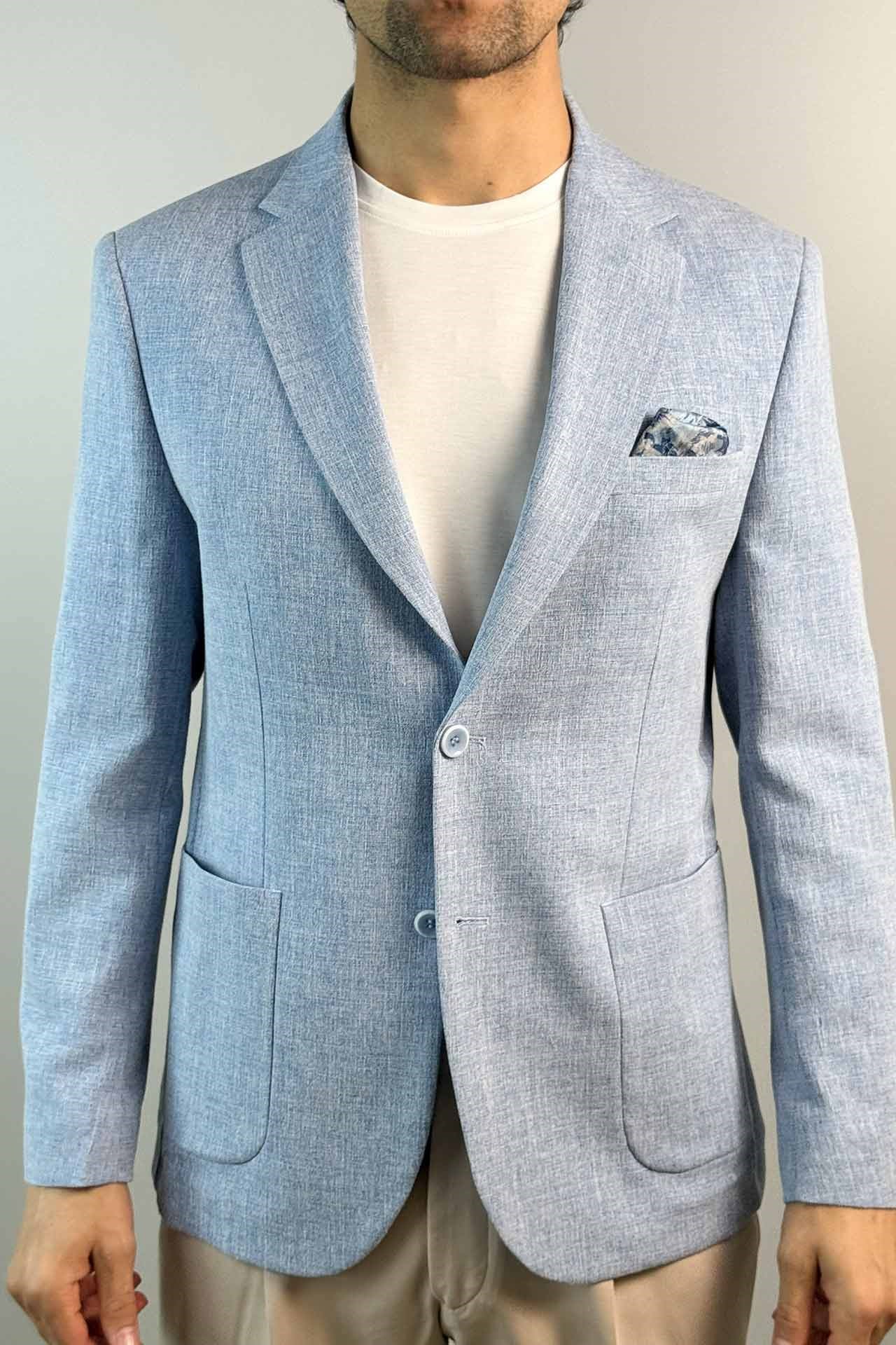 4018 Slim Fit Dar Kesim Ceket Bebe Mavisi