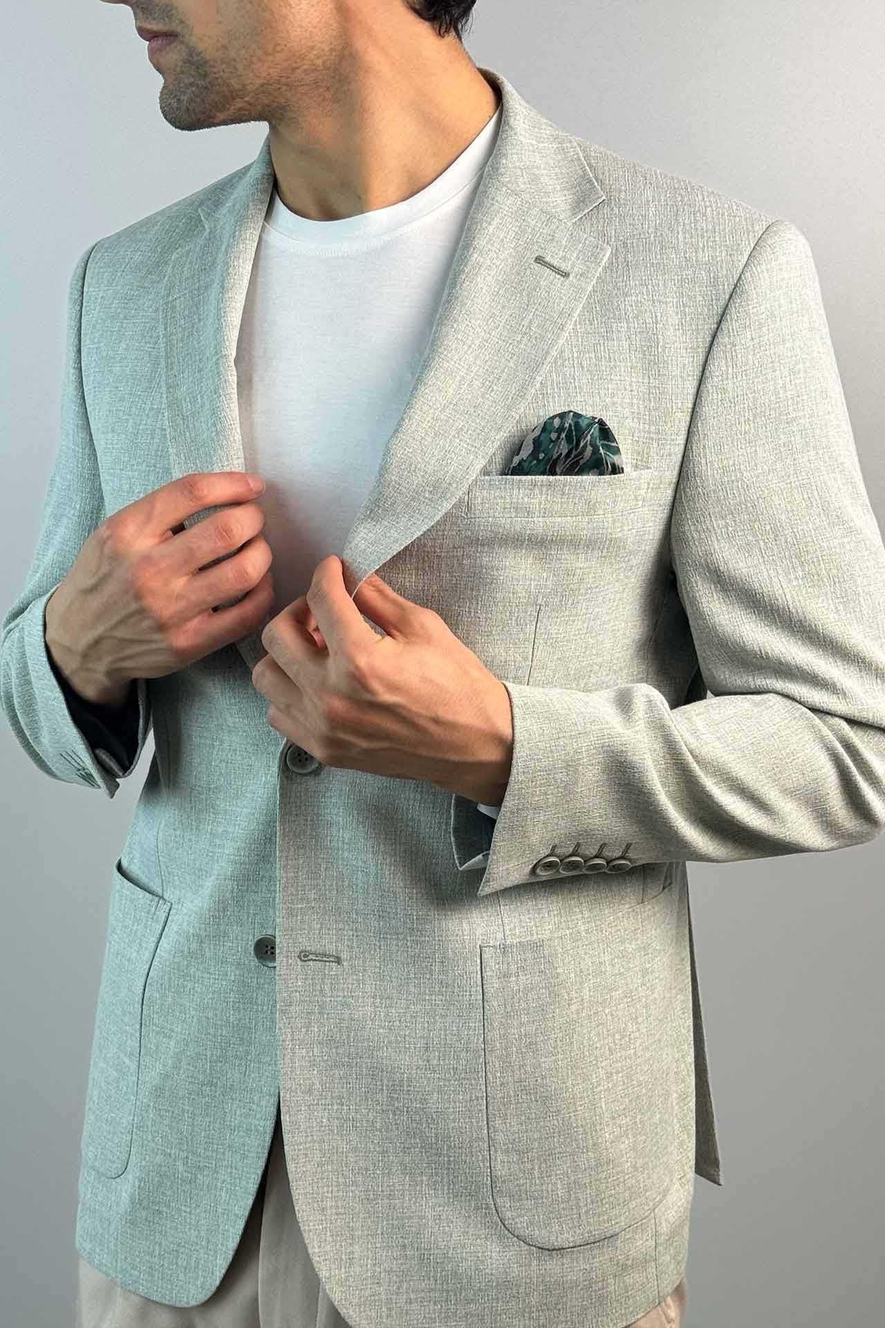 4018 Slim Fit Dar Kesim Ceket Yeşil