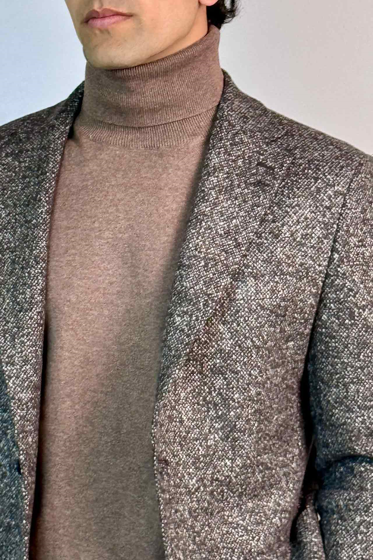 4077 Kırcıllı Torba Cep Yarım Astar Tek Ceket Kahve