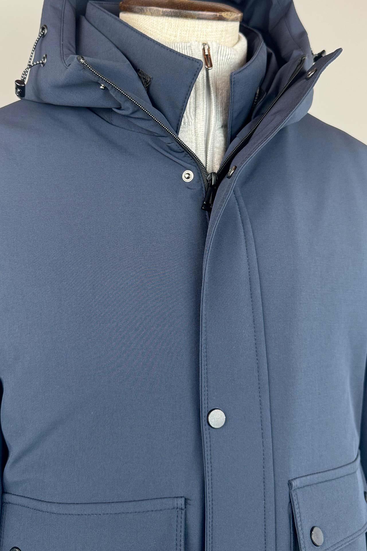 7048 Kapşonlu Şişme Uzun Mont Lacivert