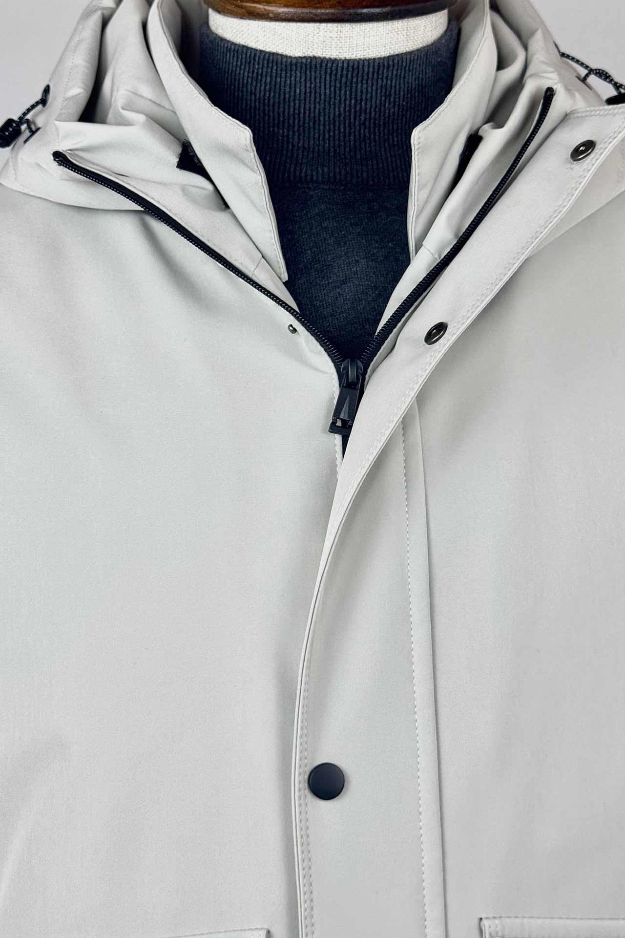 7048 Kapşonlu Şişme Uzun Mont Taş