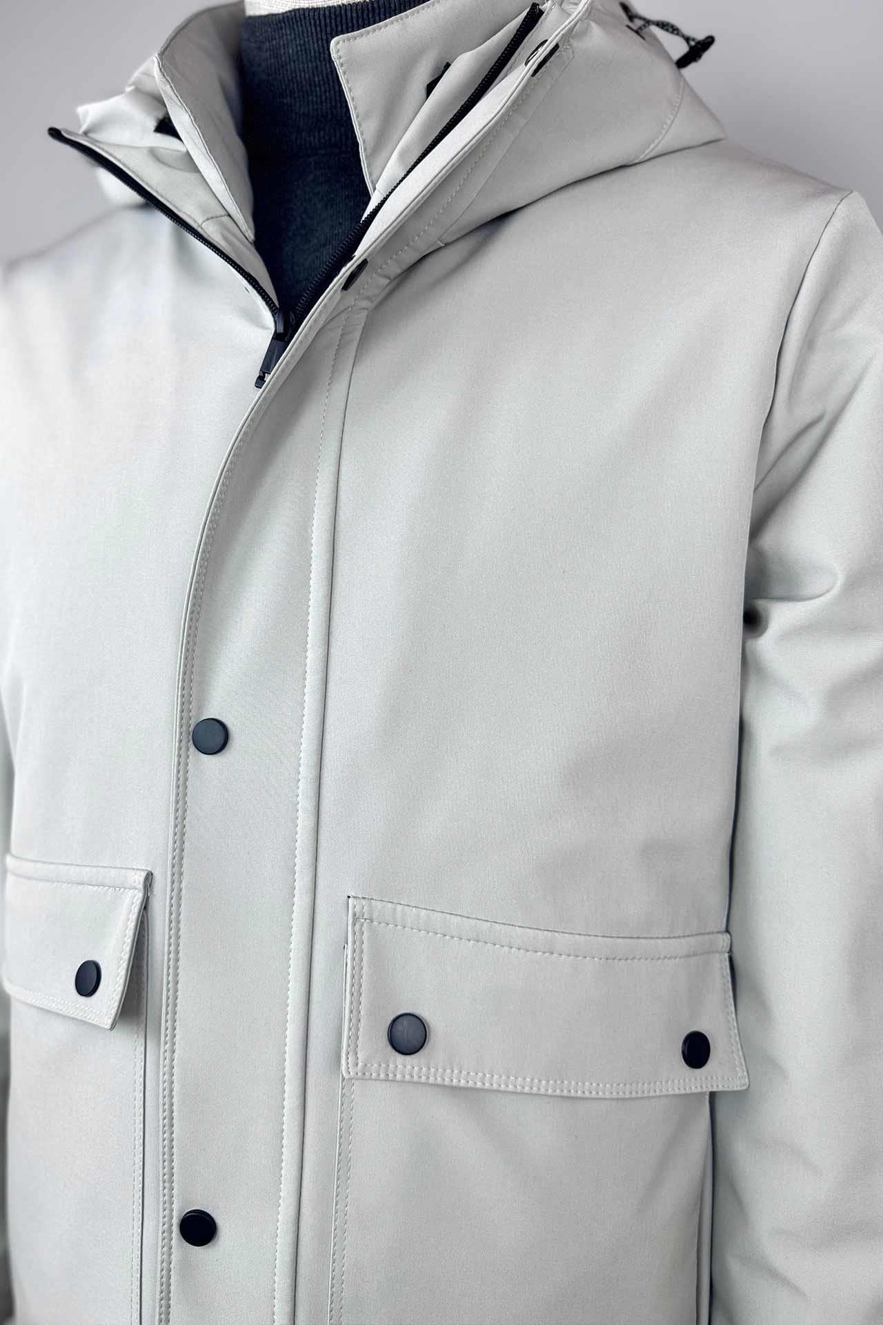 7048 Kapşonlu Şişme Uzun Mont Taş