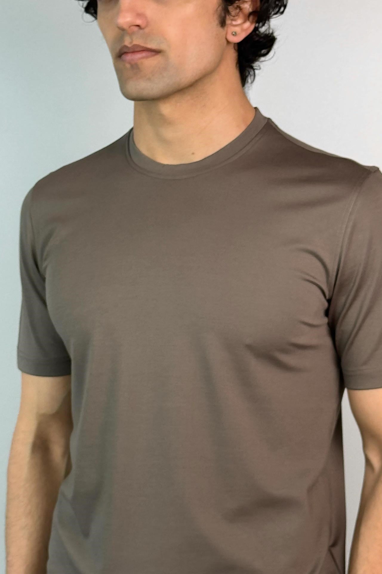 7094 0 Yaka Basic T-Shirt Haki