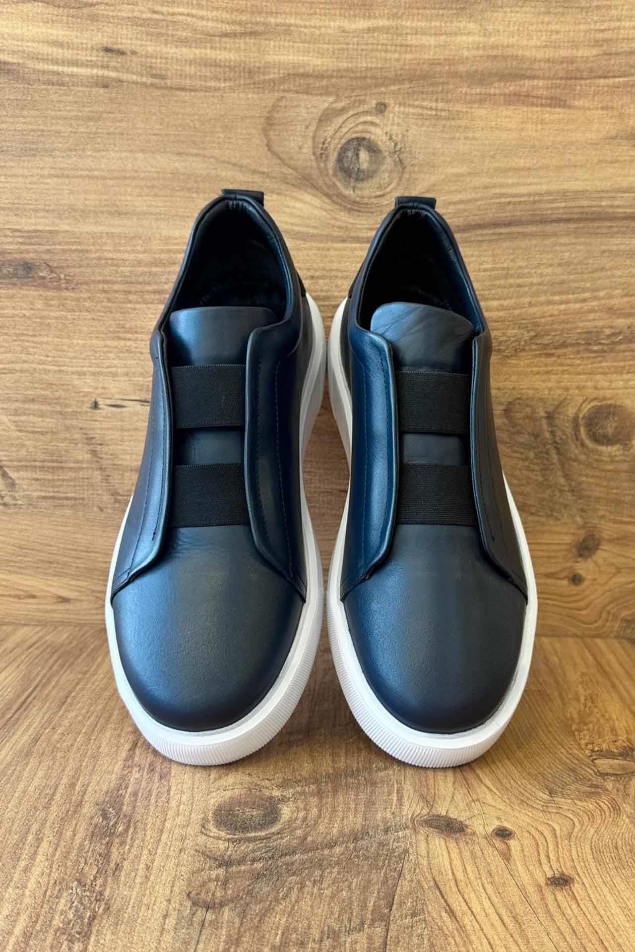 8047 Önü Lastikli Beyaz Taban Ayakkabı Lacivert