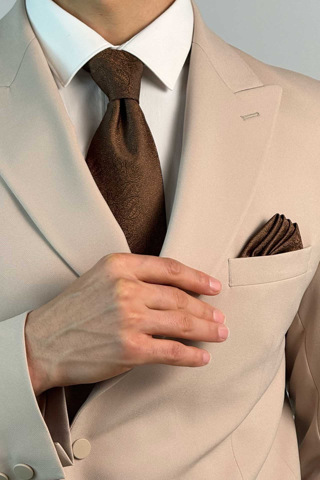 cıt cıtlı takım elbise Bej