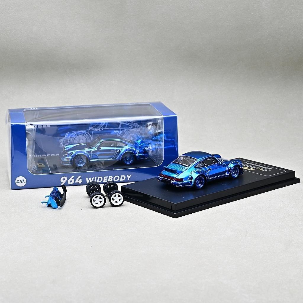 1/64 CM Model Porsche 964 Widebody Chrome Blue
