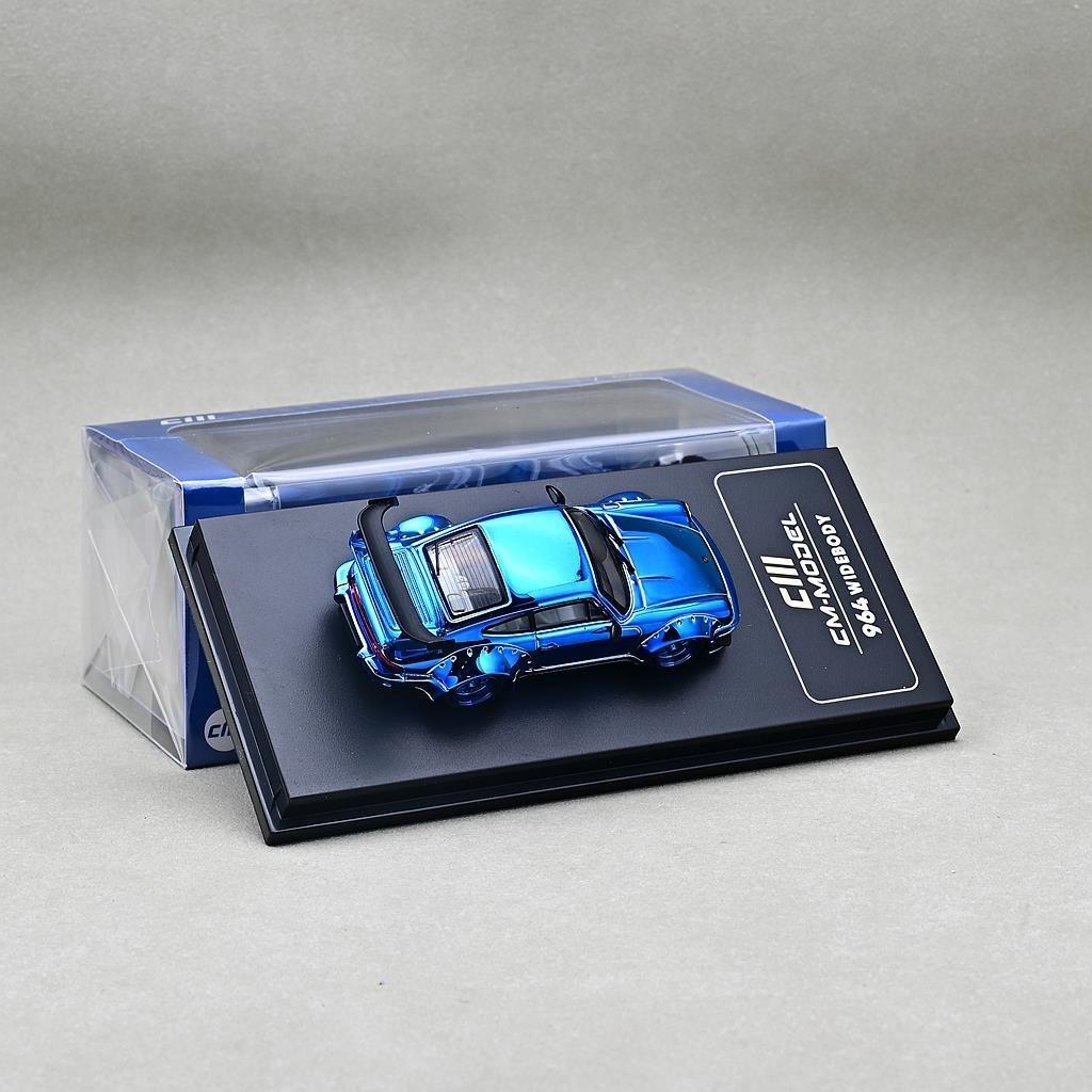 1/64 CM Model Porsche 964 Widebody Chrome Blue