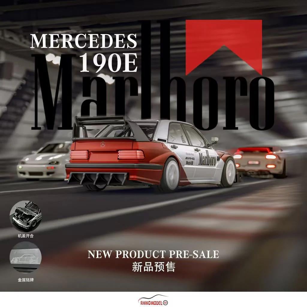 1/64 Mercedes Benz 190E Marlboro Red - Rhino Model
