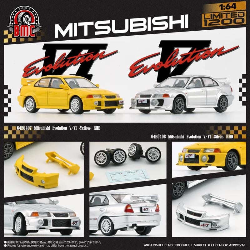 1/64 Mitsubishi Lancer Evo V and VI Yellow - BMC