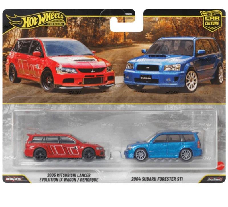Hot Wheels Premium 2005 Mitsubishi Lancer Evo IX Wagon & 2004 Suabru Forester STI