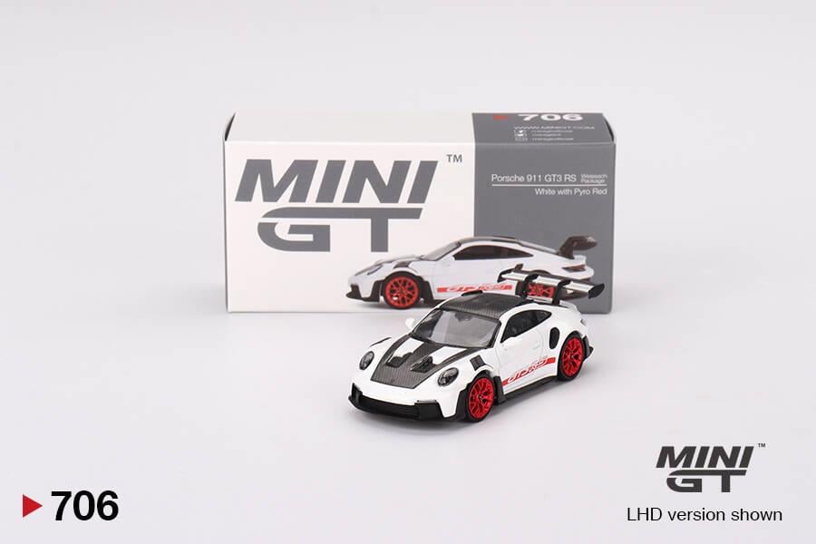 Mini GT 1/64 Porsche 911 (992) GT3 RS Weissach Package White with Pyro Red