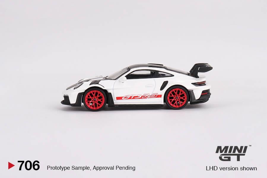 Mini GT 1/64 Porsche 911 (992) GT3 RS Weissach Package White with Pyro Red