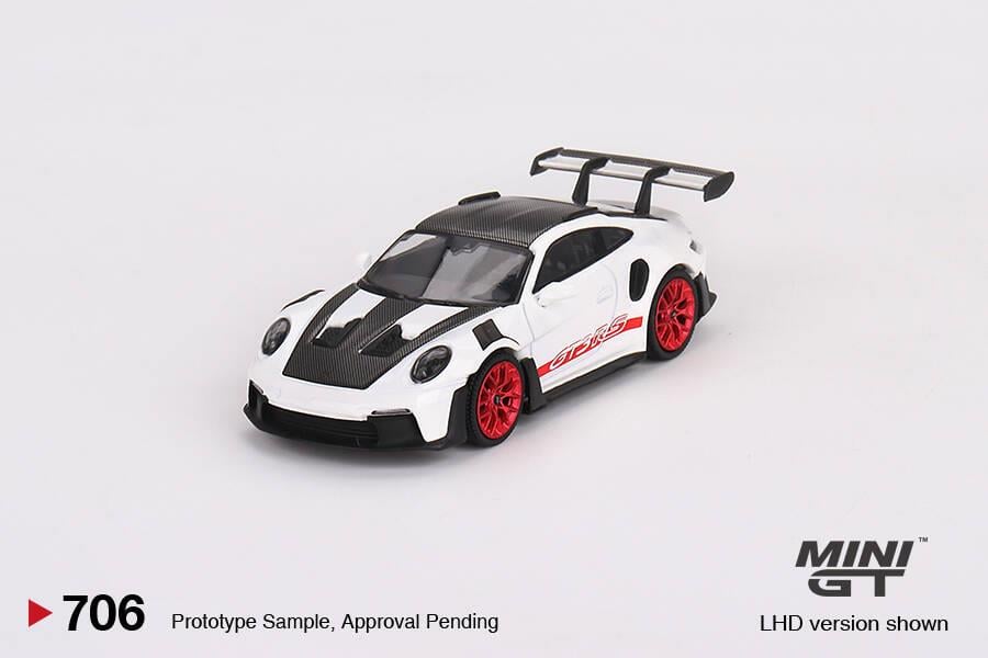 Mini GT 1/64 Porsche 911 (992) GT3 RS Weissach Package White with Pyro Red