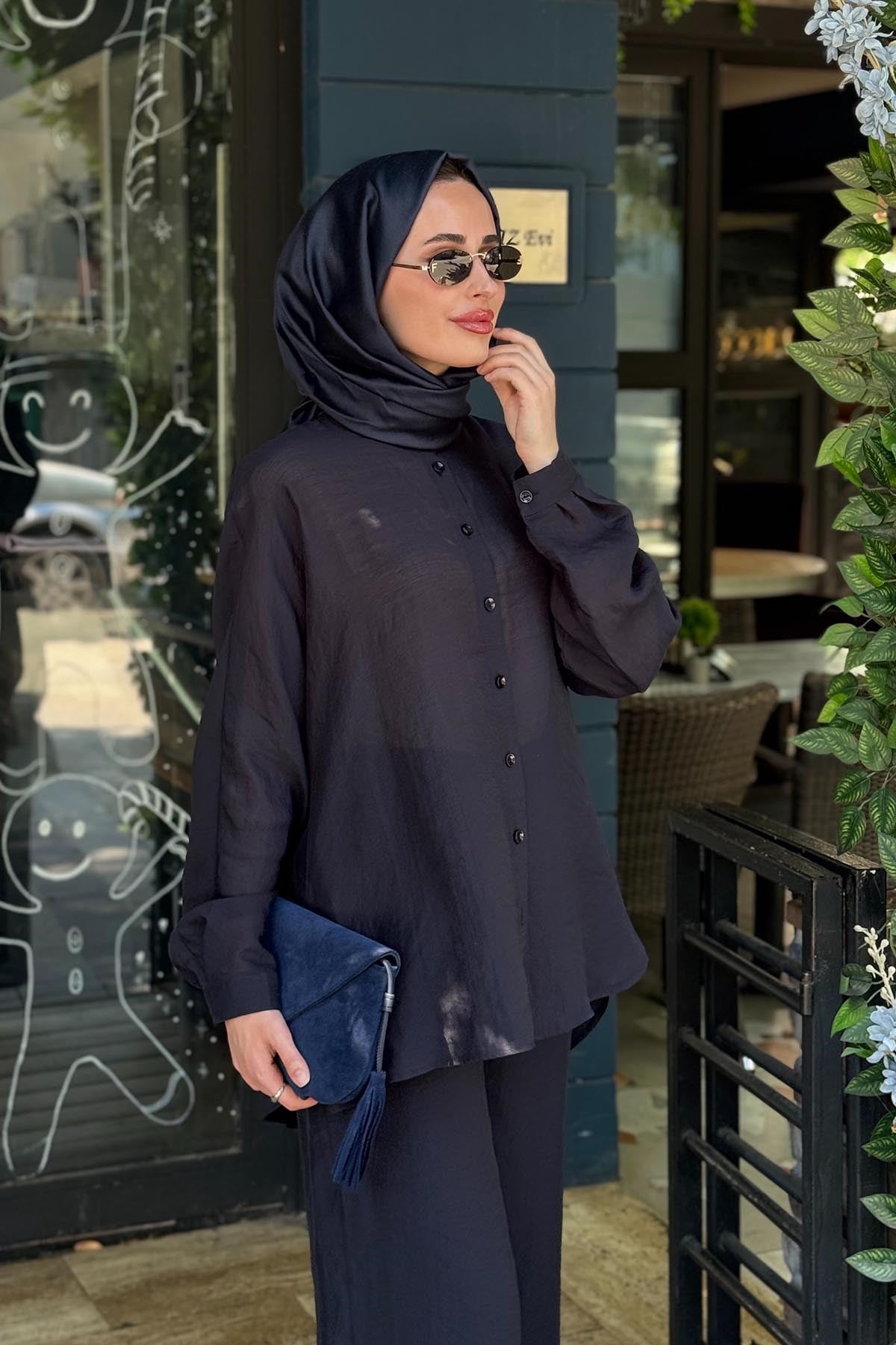 al-MARWAH Pantolonlu Takım 203042 Lacivert