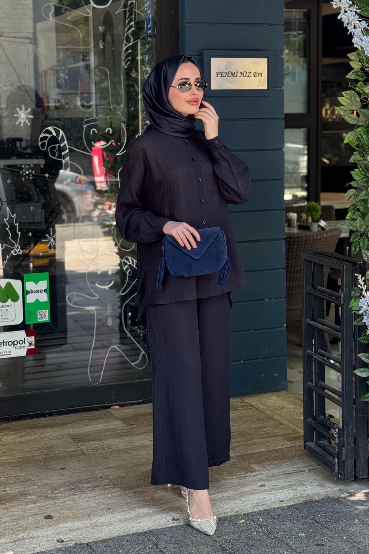 al-MARWAH Pantolonlu Takım 203042 Lacivert