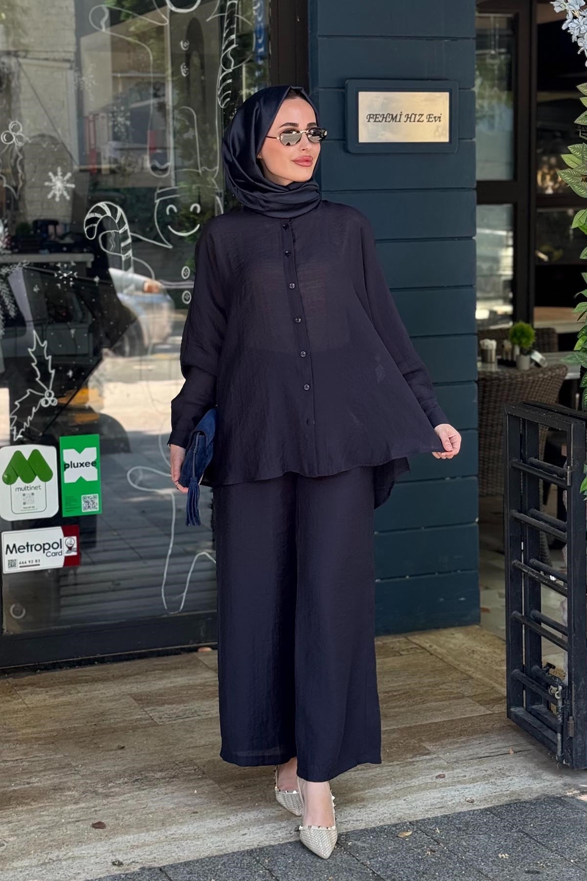 al-MARWAH Pantolonlu Takım 203042 Lacivert