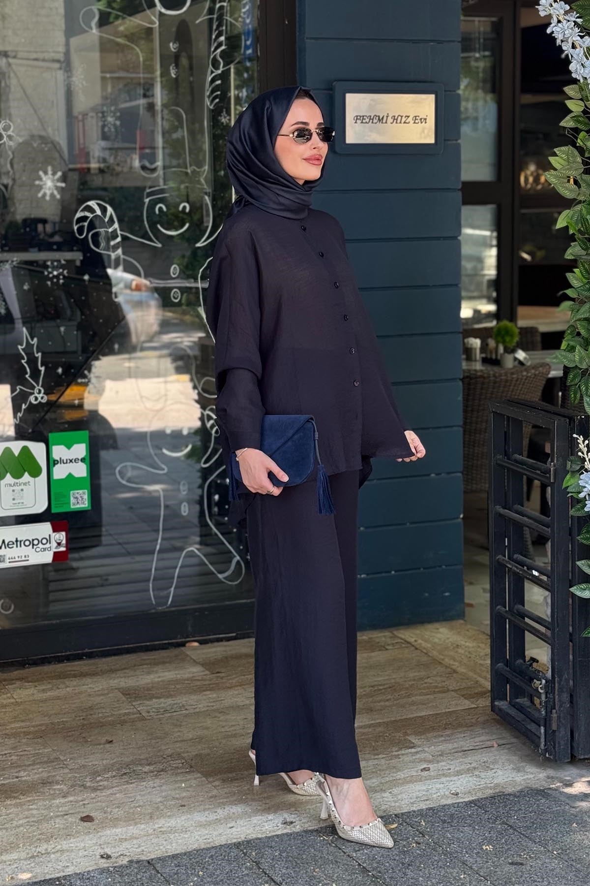 al-MARWAH Pantolonlu Takım 203042 Lacivert