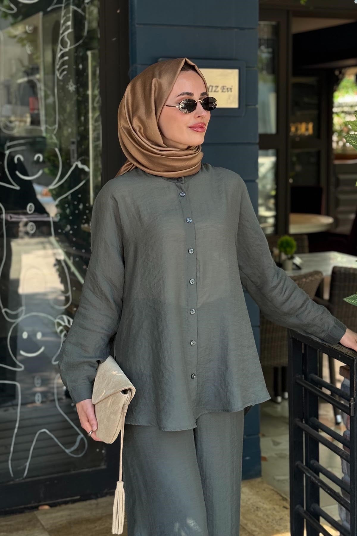al-MARWAH Pantolonlu Takım 203042 Yeşil