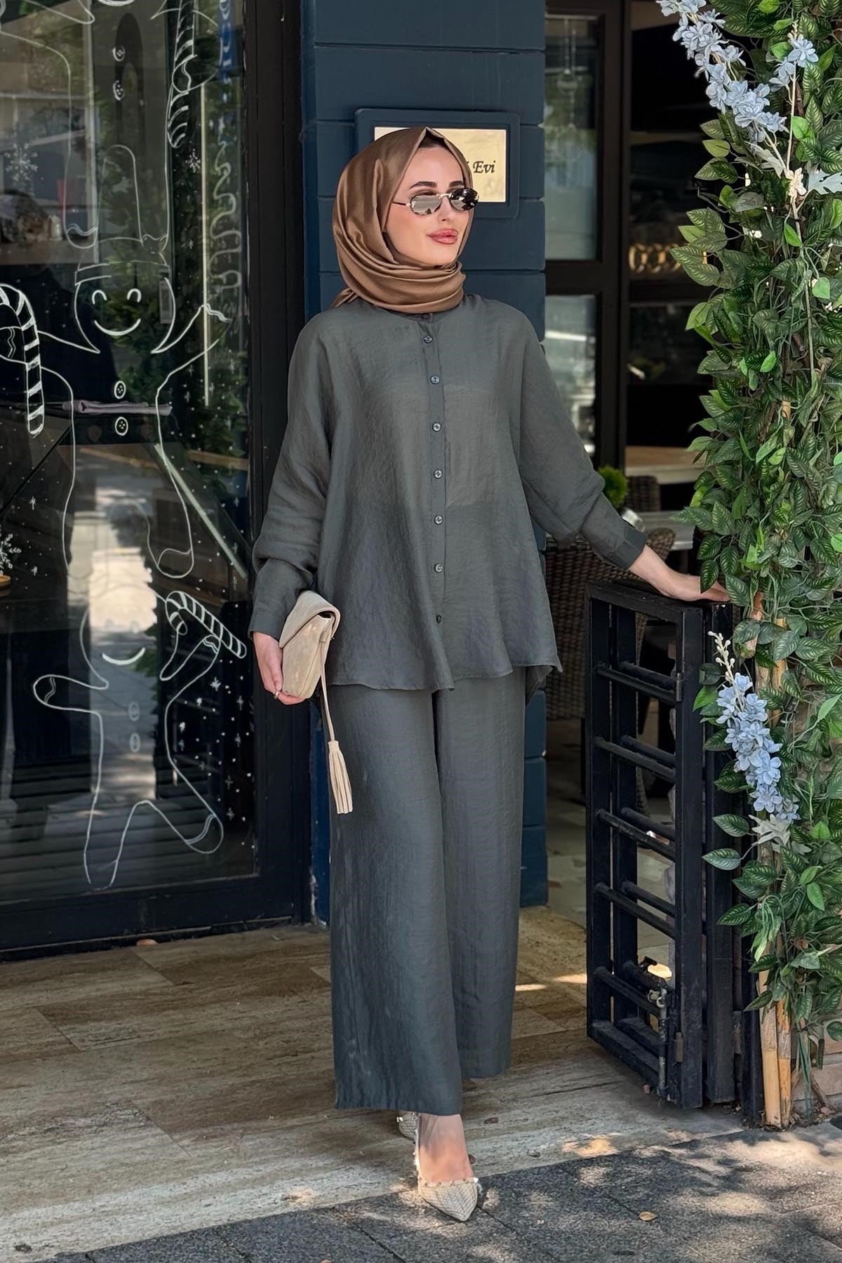 al-MARWAH Pantolonlu Takım 203042 Yeşil