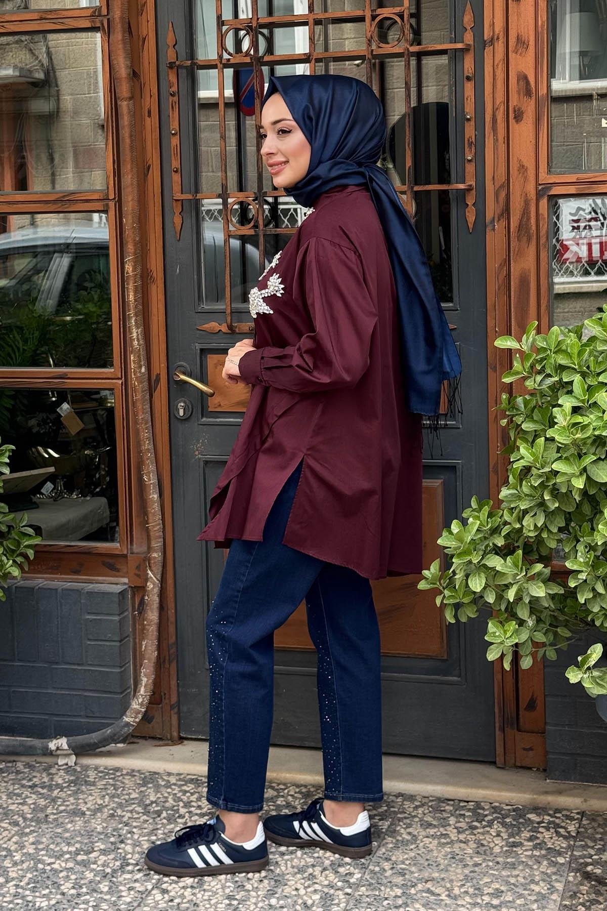 alMARWAH Gömlek 101978 Bordo