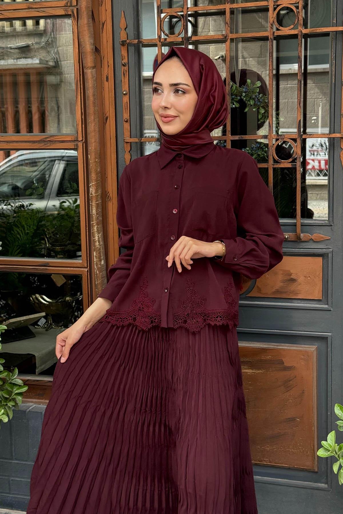 alMARWAH Gömlek 101997 Bordo