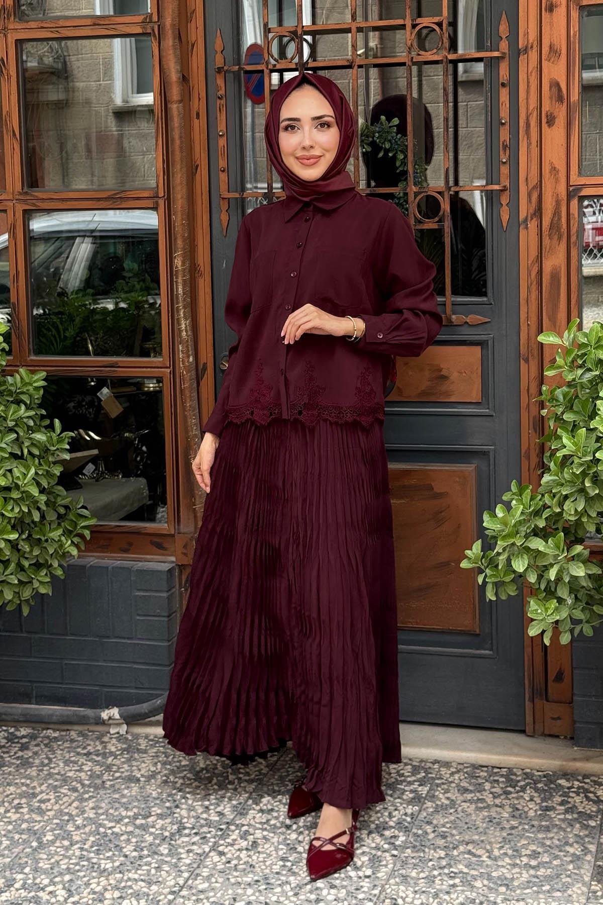 alMARWAH Gömlek 101997 Bordo