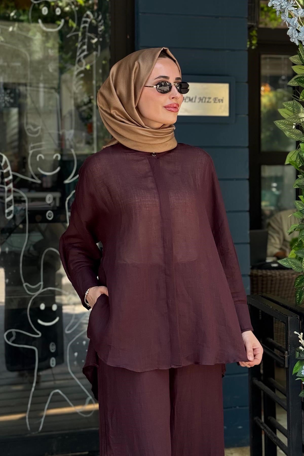 alMARWAH Pantolonlu Takım 101008T Bordo