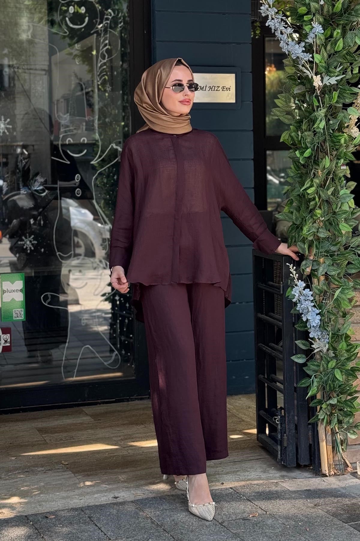 alMARWAH Pantolonlu Takım 101008T Bordo