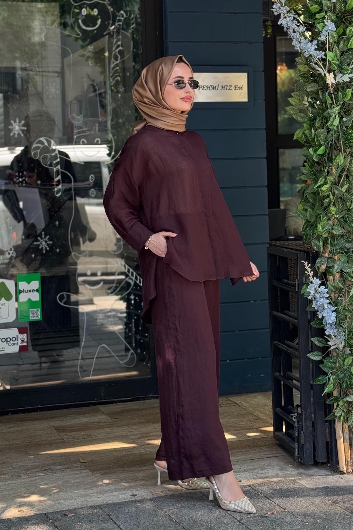 alMARWAH Pantolonlu Takım 101008T Bordo