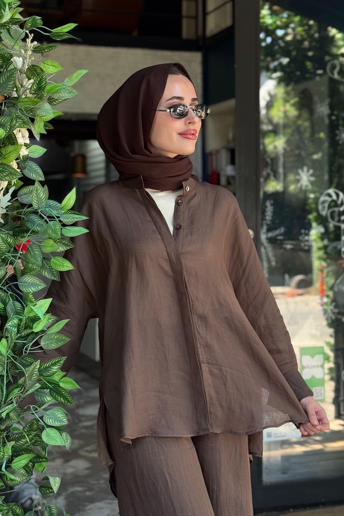 alMARWAH Pantolonlu Takım 101008T Kahverengi