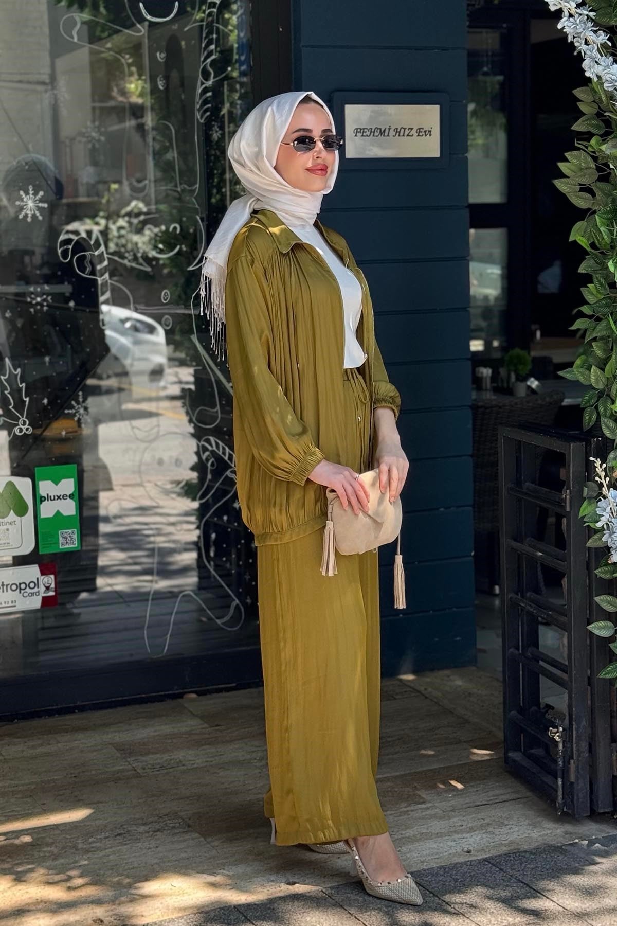 alMARWAH Pantolonlu Takım 202973 Yağ Yeşili