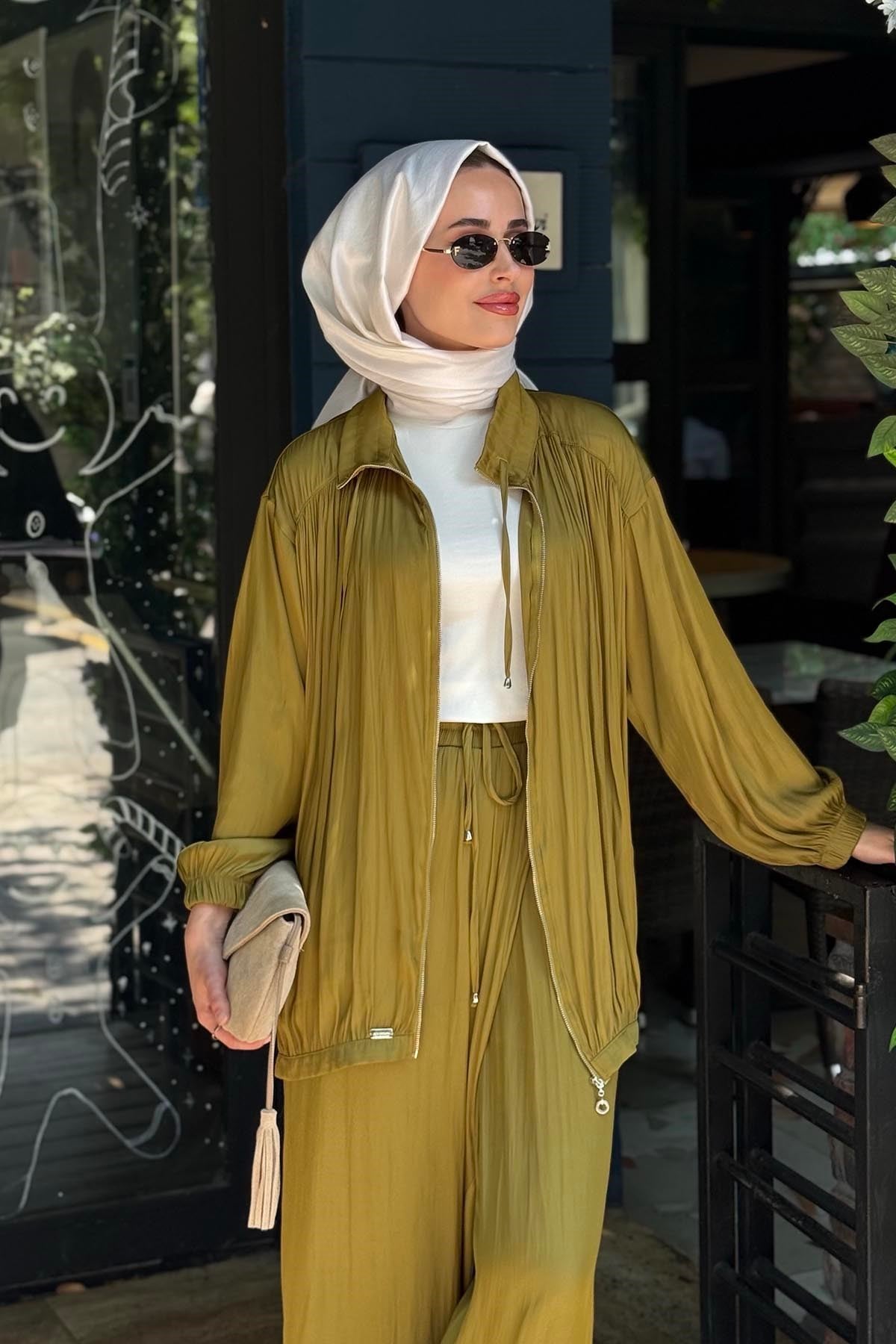 alMARWAH Pantolonlu Takım 202973 Yağ Yeşili