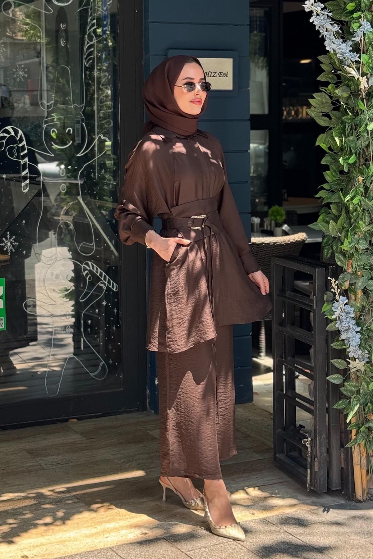 alMARWAH Pantolonlu Takım 202979 Acı Kahve