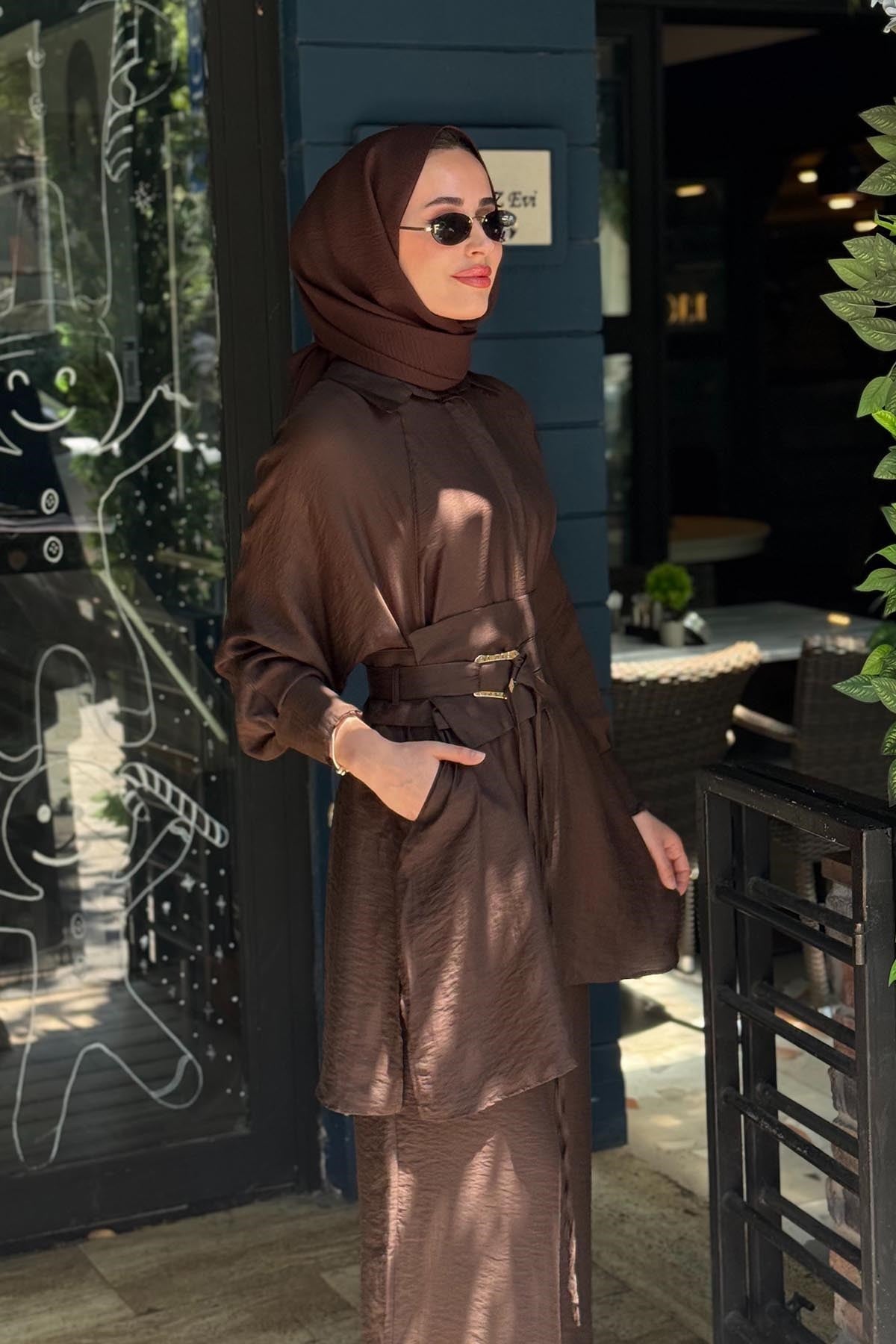 alMARWAH Pantolonlu Takım 202979 Acı Kahve