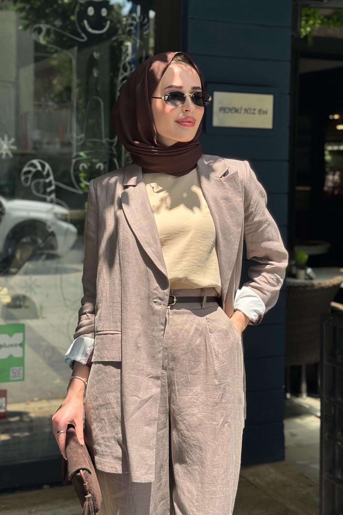 alMARWAH Pantolonlu Takım 202980 Vizon