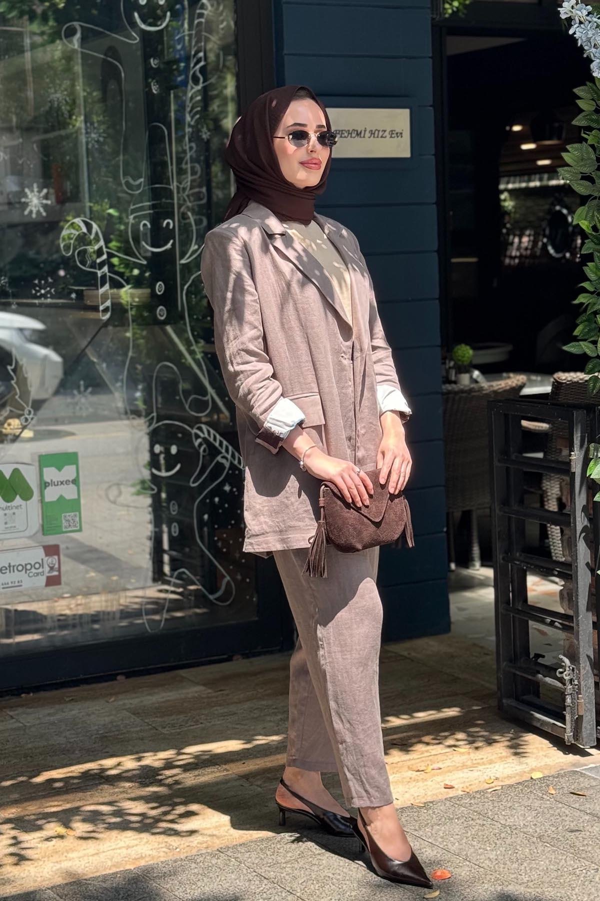 alMARWAH Pantolonlu Takım 202980 Vizon