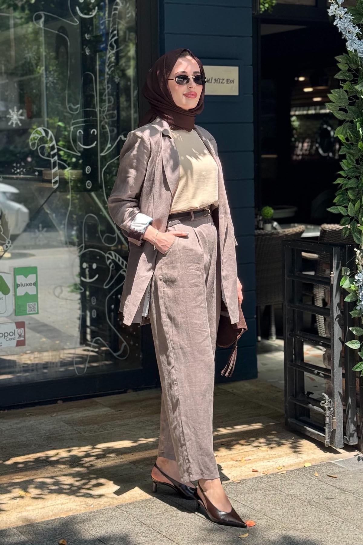 alMARWAH Pantolonlu Takım 202980 Vizon