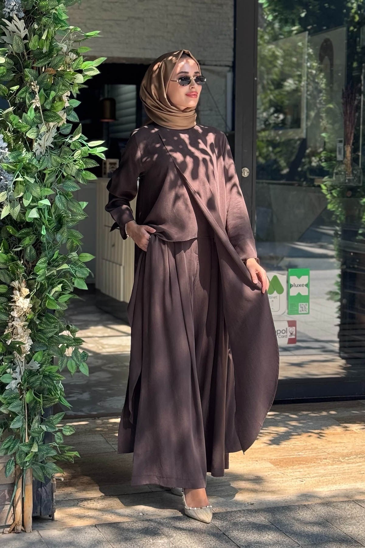 alMARWAH Pantolonlu Takım 203047 Kahve