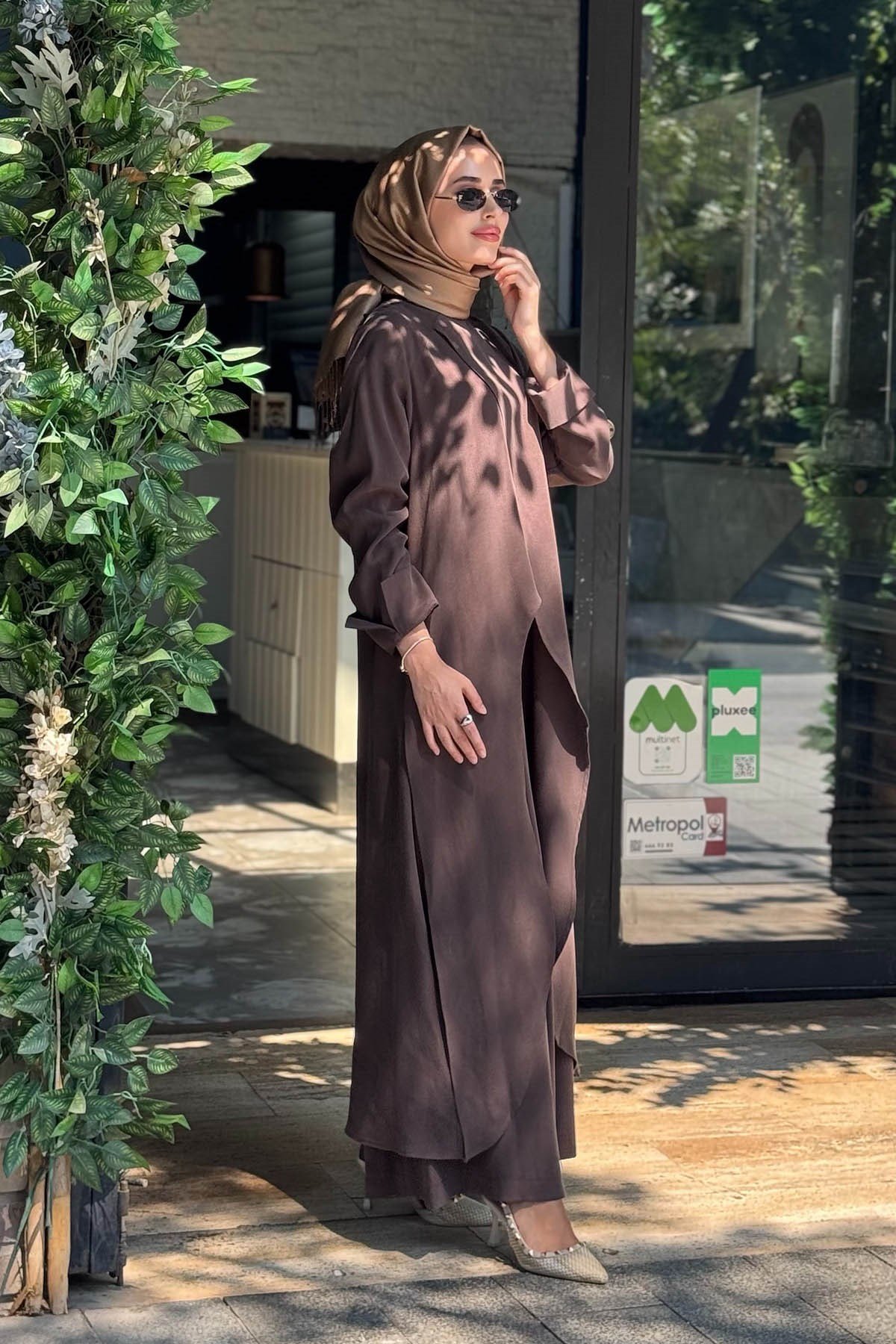 alMARWAH Pantolonlu Takım 203047 Kahve