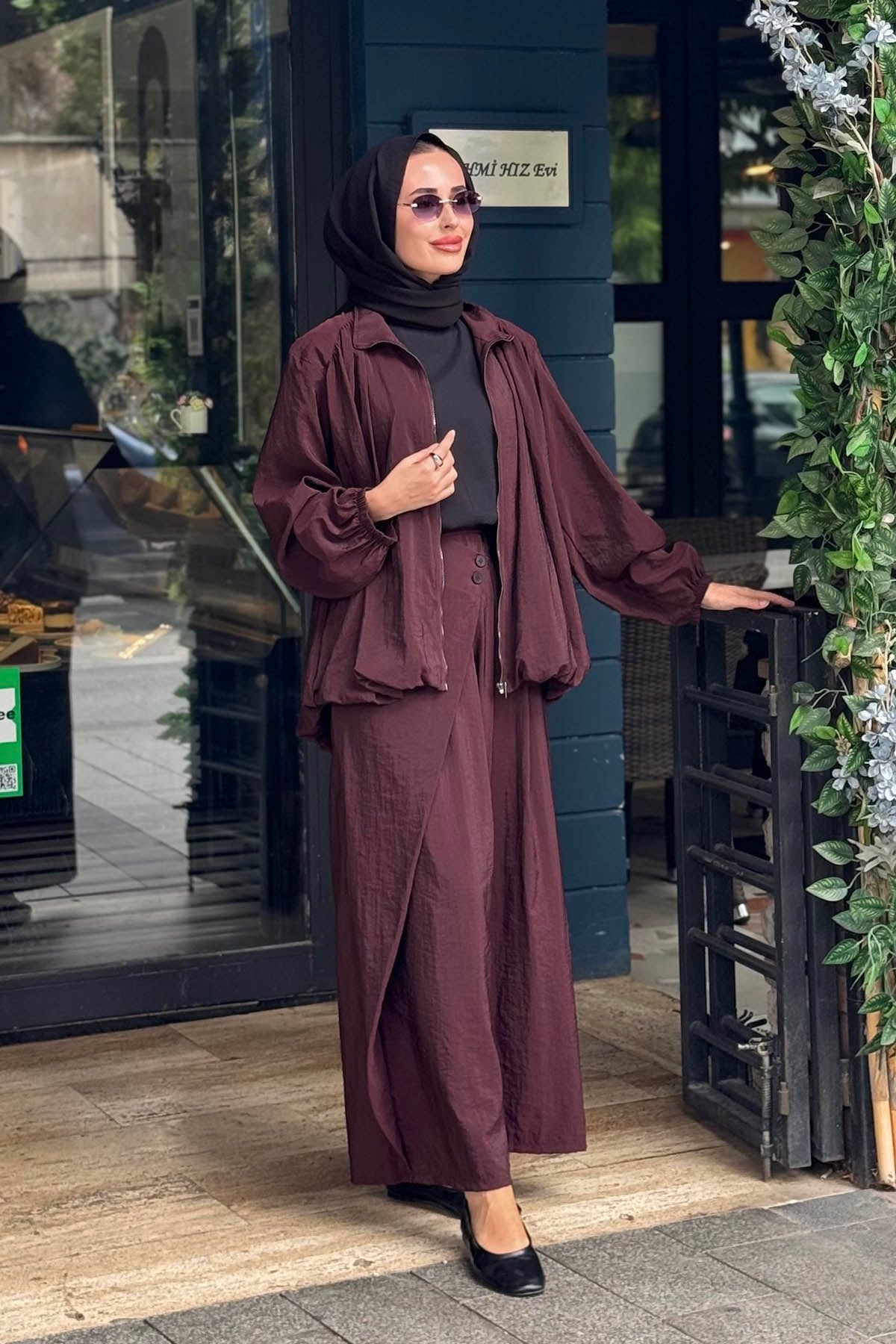 alMARWAH Pantolonlu Takım 203056 Bordo