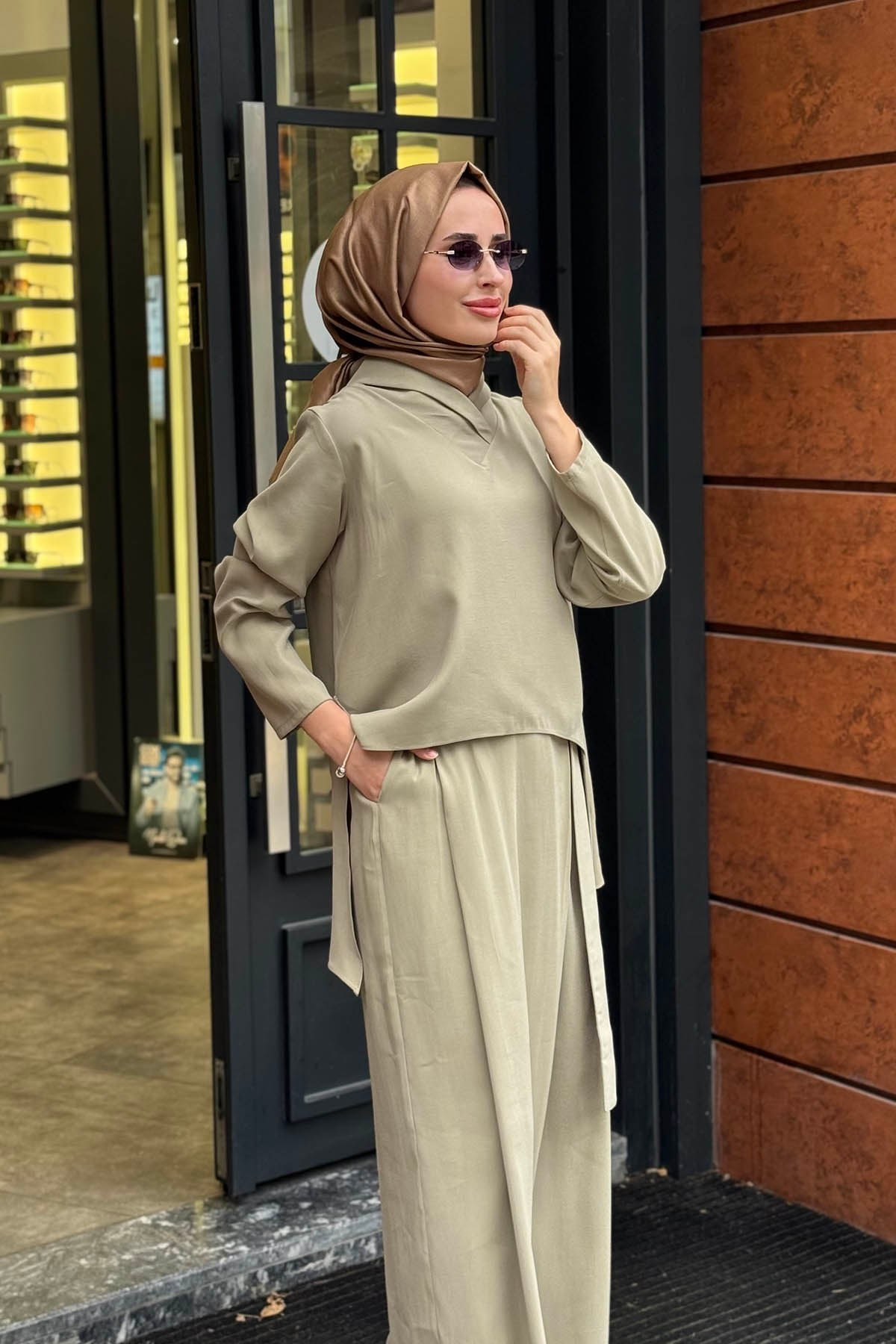 alMARWAH Pantolonlu Takım 203065 Çağla Yeşili