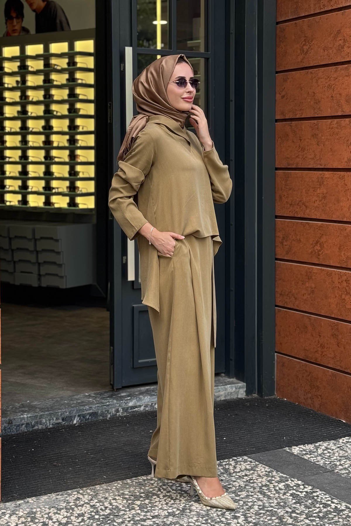 alMARWAH Pantolonlu Takım 203065 Fıstık Yeşili