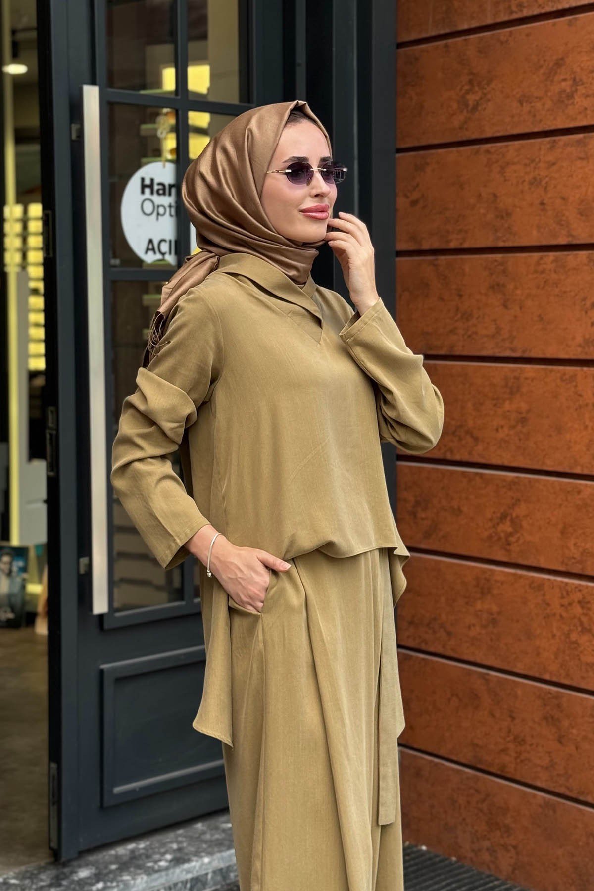 alMARWAH Pantolonlu Takım 203065 Fıstık Yeşili