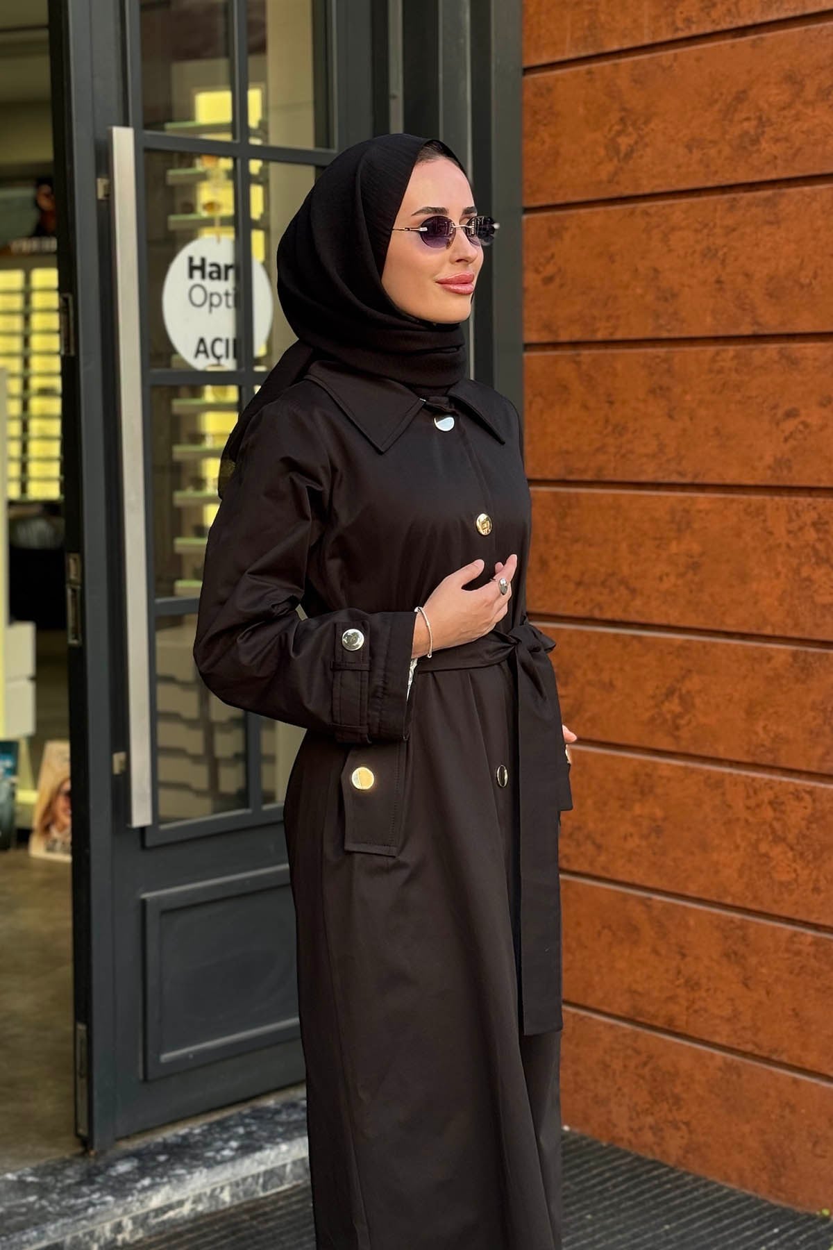 beiaz Mora Trench SK27-1003 Siyah