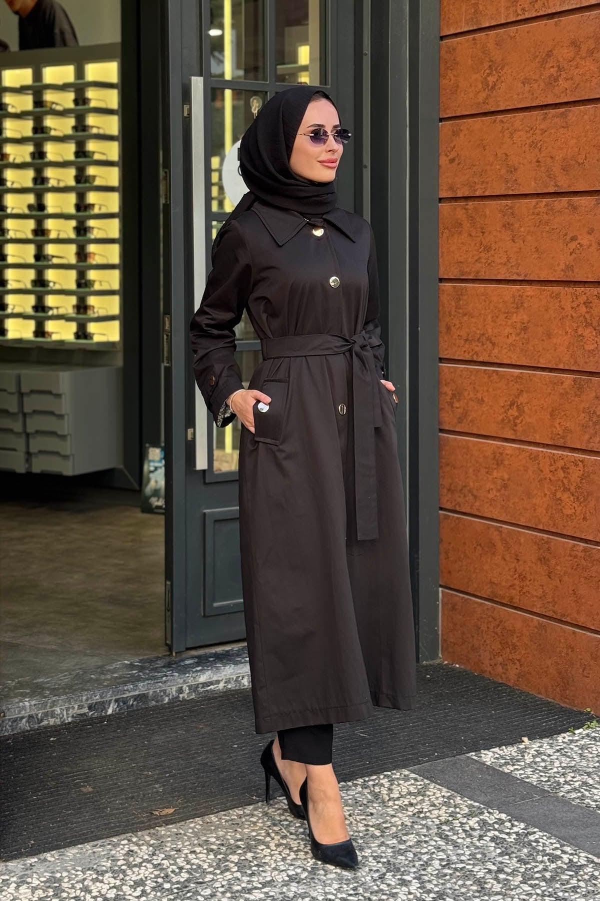 beiaz Mora Trench SK27-1003 Siyah